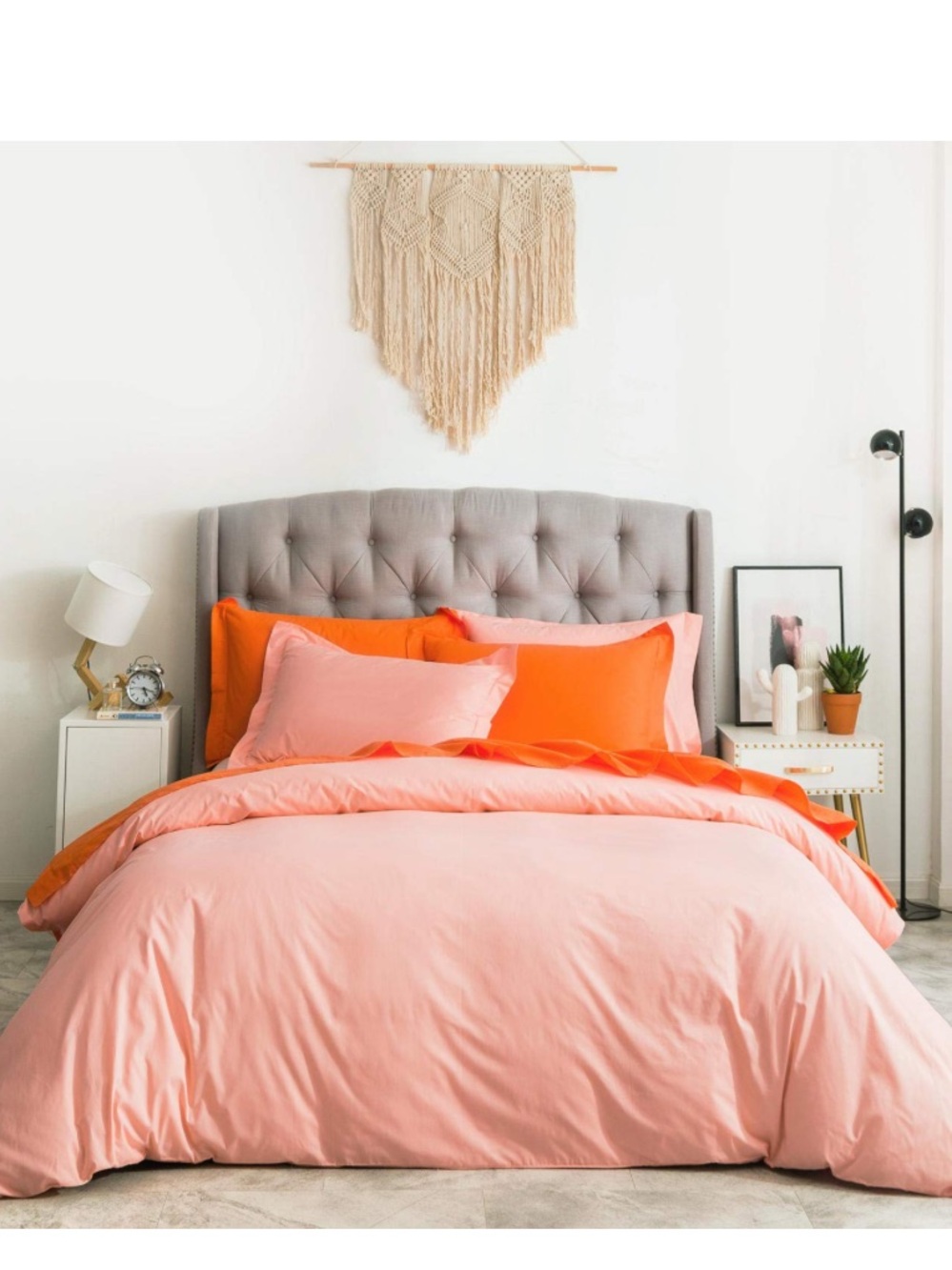 Bedding Duvet Set 100% Cotton Lightweight Breathable TWIN - PEACH PINK